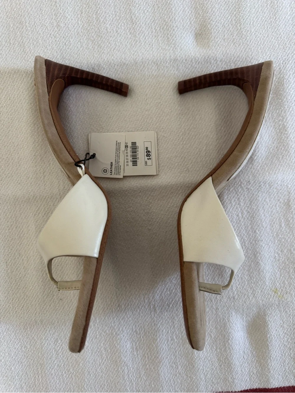 ZARA White Toe-Post Suede-Trim Slide Sandals - Picture 3 of 8